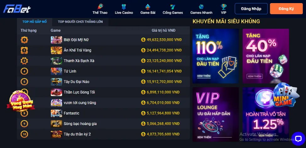 Trải nghiệm casino trực tuyến VIP